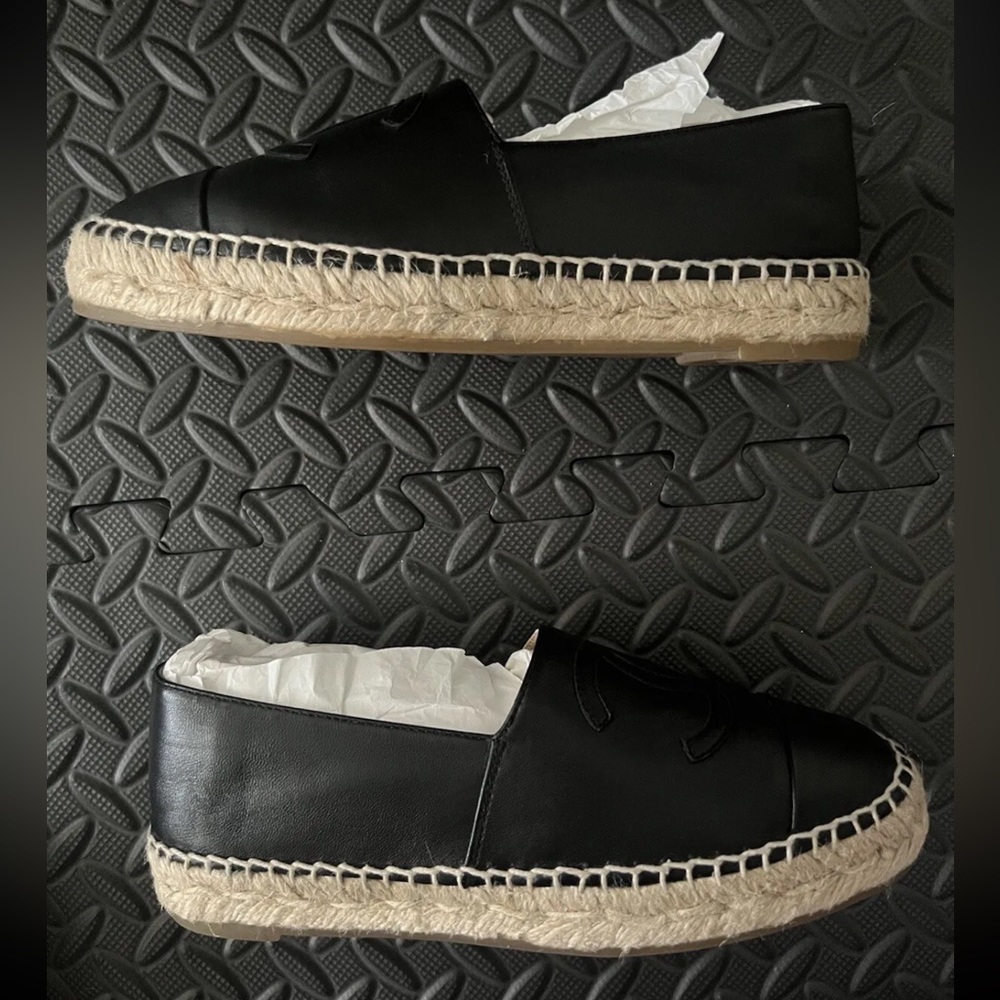 Chanel ESPADRILLES Lambskin Black Size 35/US 5 W/dust Bag